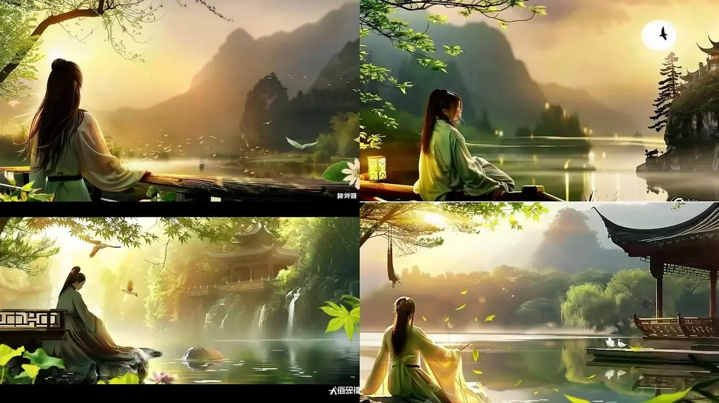 Serene Landscapes with Ethereal Lighting and Traditional Aesthetic - Midjourney sref style