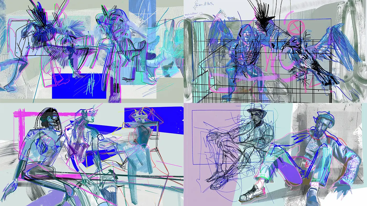 Sketchbook Fusion: Dreamlike Synthesis of Abstract Forms - Midjourney sref style
