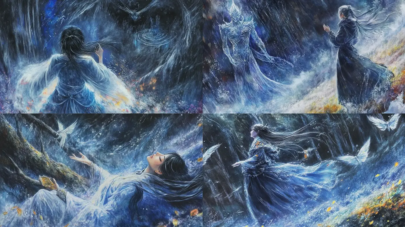 Ethereal Stardust Dreamscapes in Dynamic Swirls - Midjourney sref style