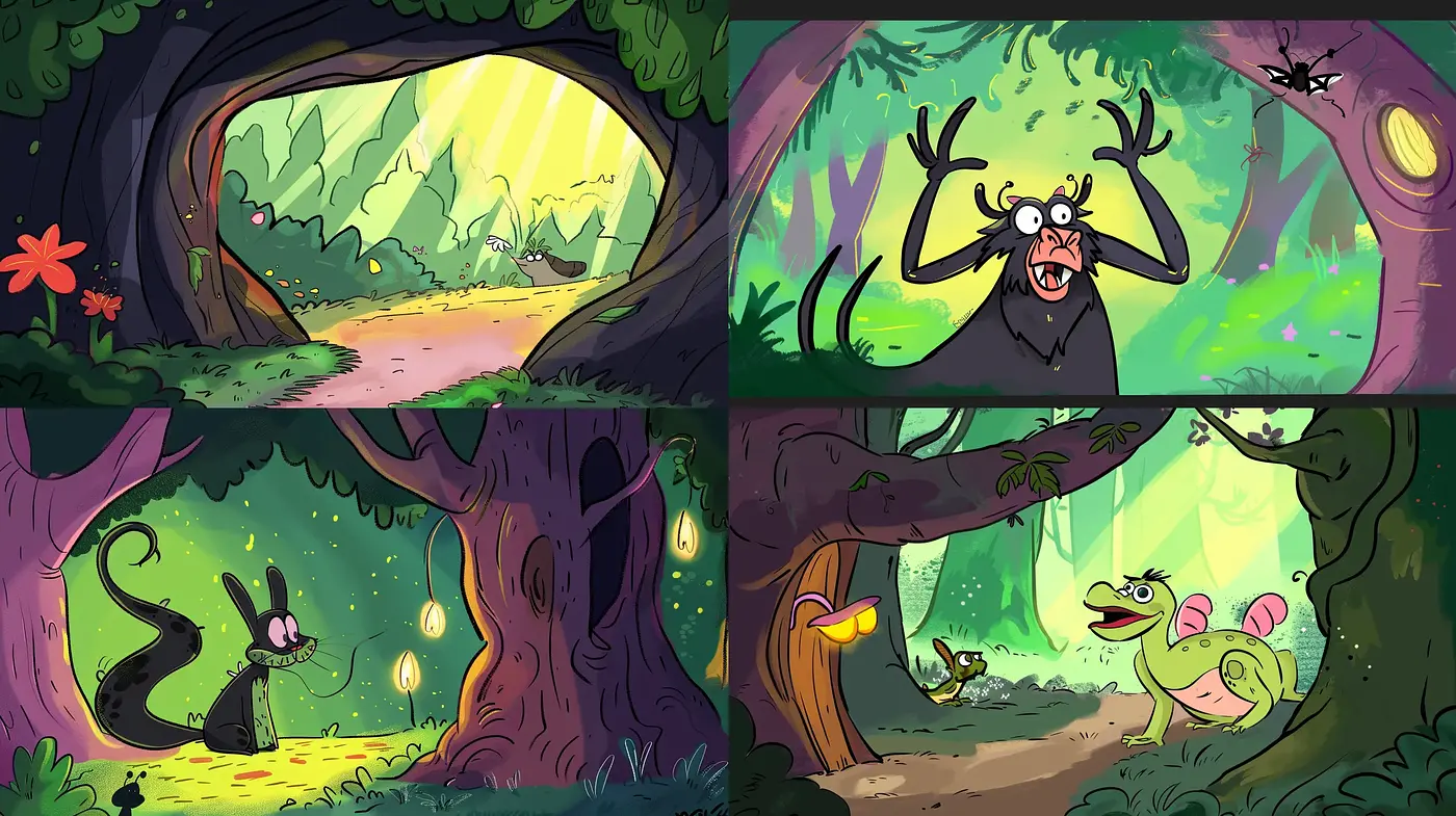 Enchanted Forest Whimsy: A Consistent Journey Through Magical Illustrative Scenes - Midjourney sref style