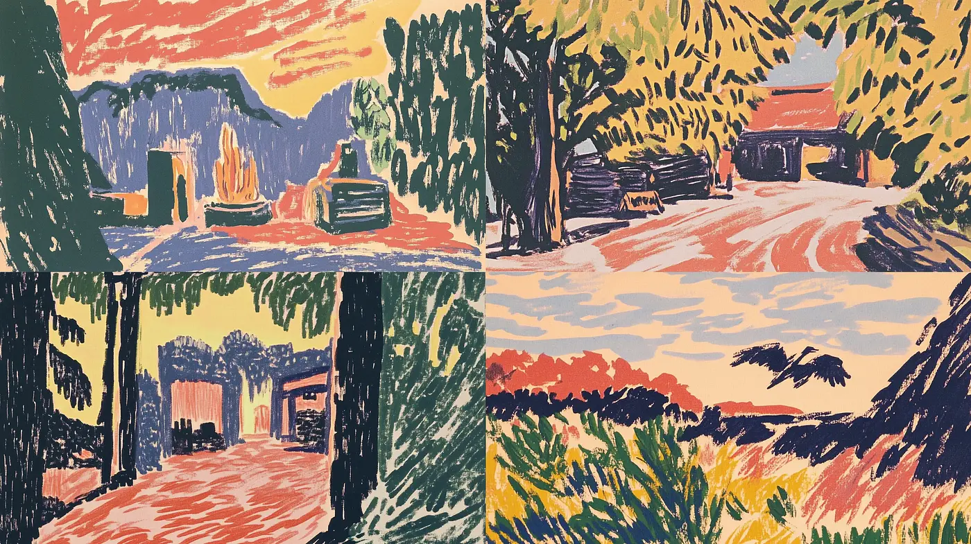 Vibrant Expressionist Brushstrokes in Pastoral Vistas - Midjourney sref style