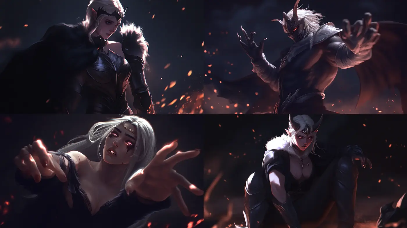 Nocturnal Embers: A Cinematic Blend of Dark Fantasy and Dynamic Illustration - Midjourney sref style