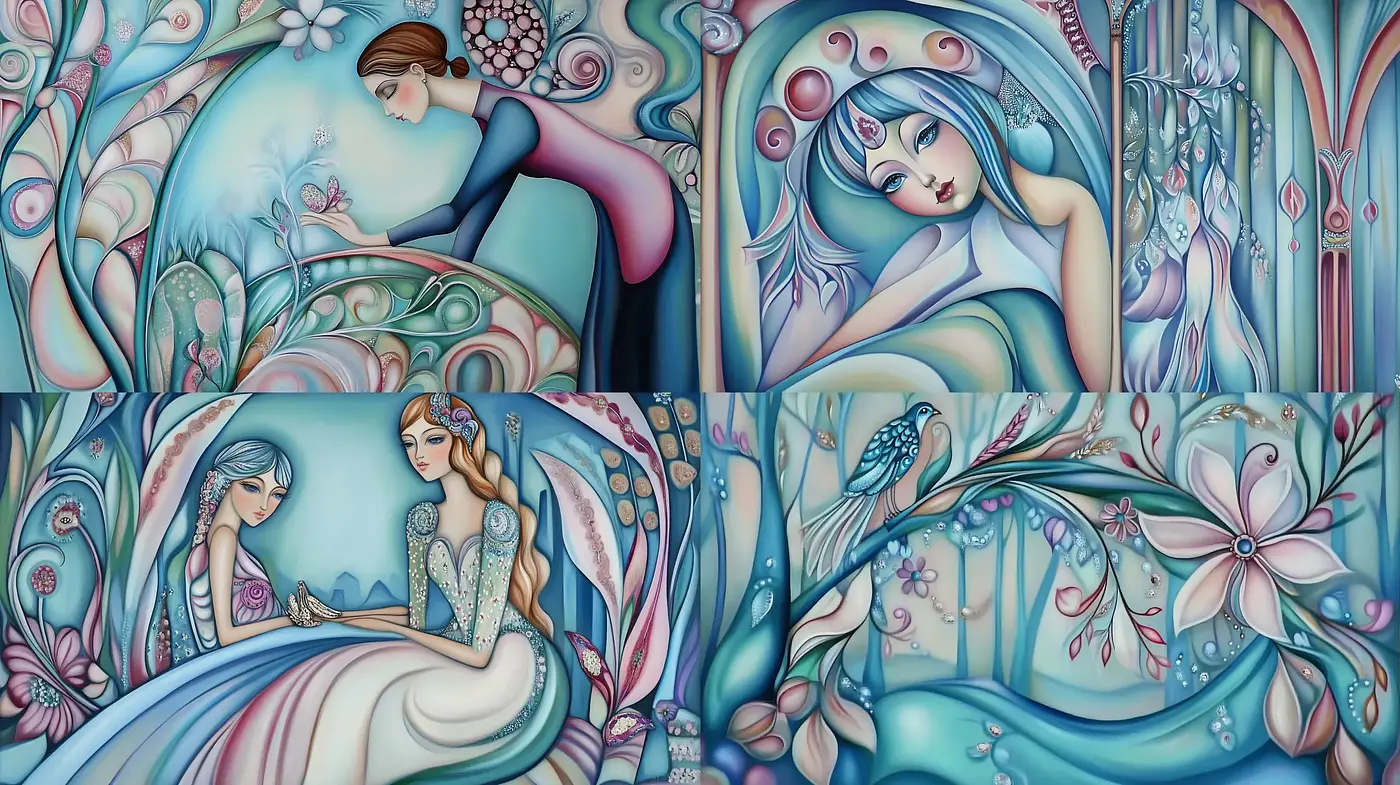 Enchanting Art Nouveau Reverie with Ethereal Overtones - Midjourney sref style