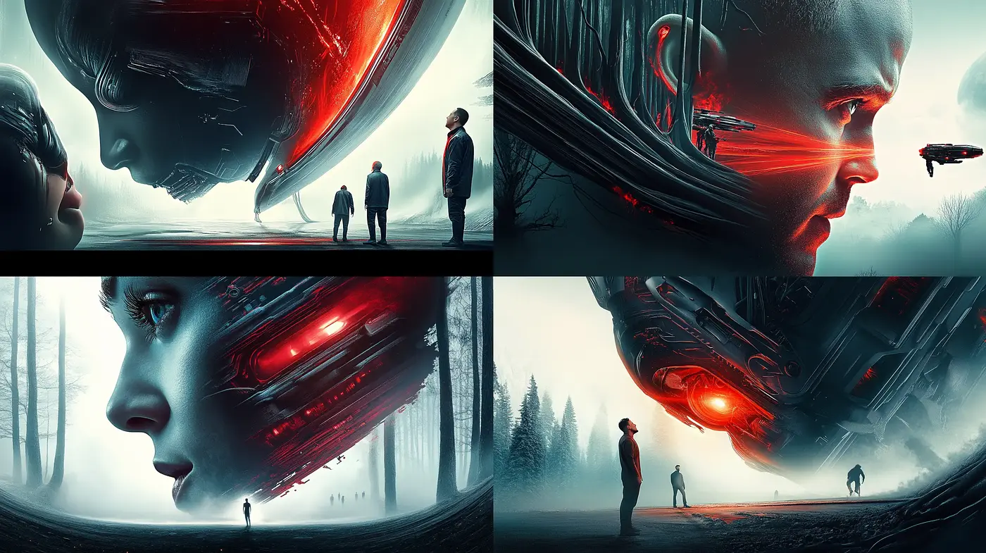 Futuristic Cinematic Vistas with a Mysterious Sci-Fi Ambiance - Midjourney sref style