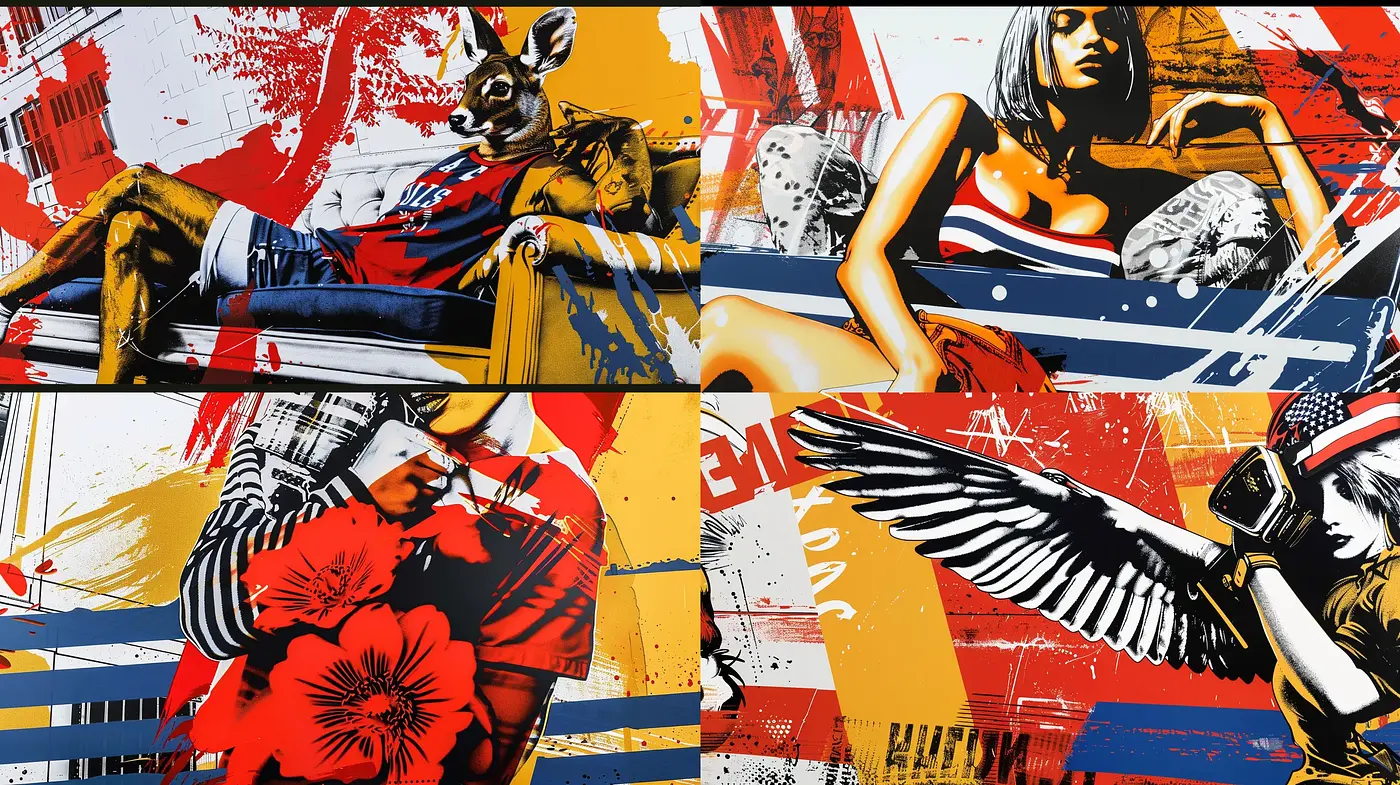 Bold Pop Art Fusion with Urban Street Art Overtones - Midjourney sref style