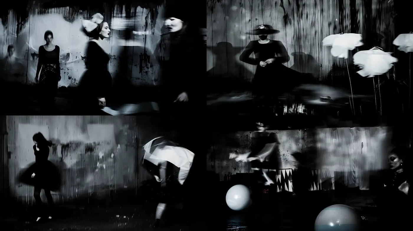 Noir-Inspired Ethereal Monochrome Dreamscape - Midjourney sref style