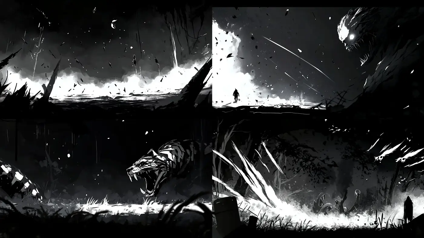 Monochrome Dreamscape: A Study in Stark Contrast and Ethereal Imagery - Midjourney sref style