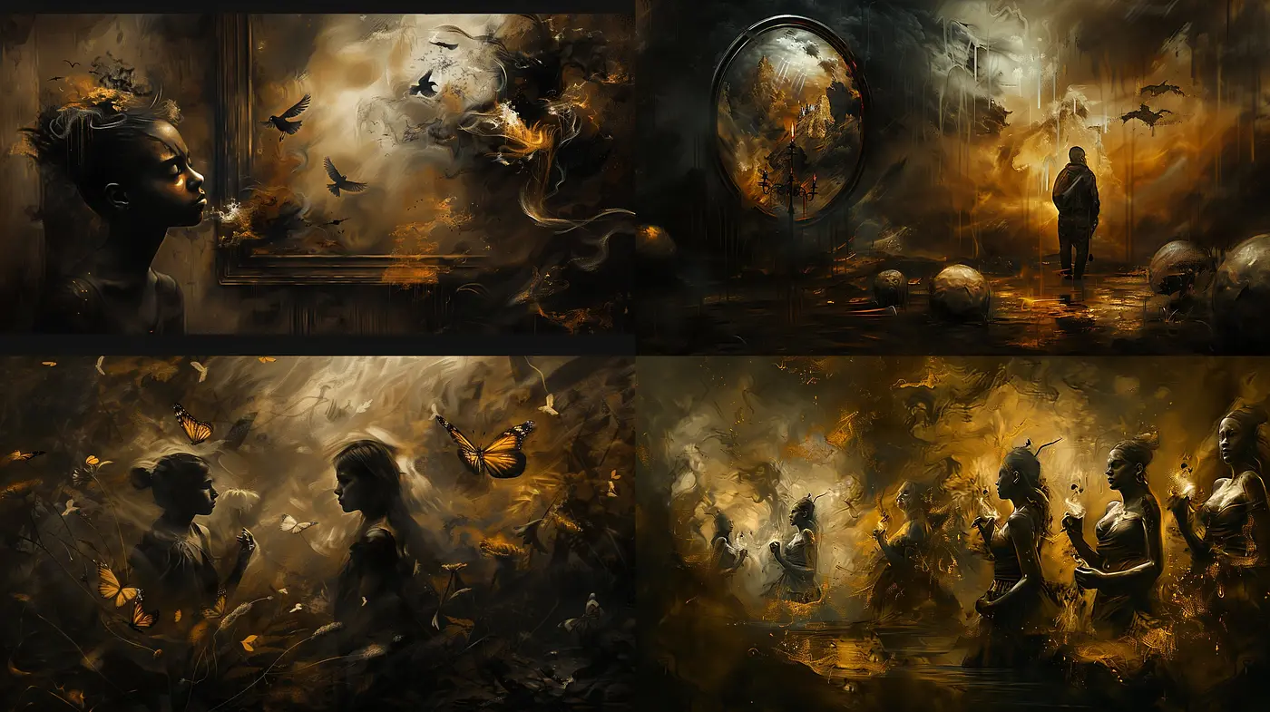 Ethereal Sepia Dreamscape: A Consistent Vision of Nostalgia and Melancholy - Midjourney sref style