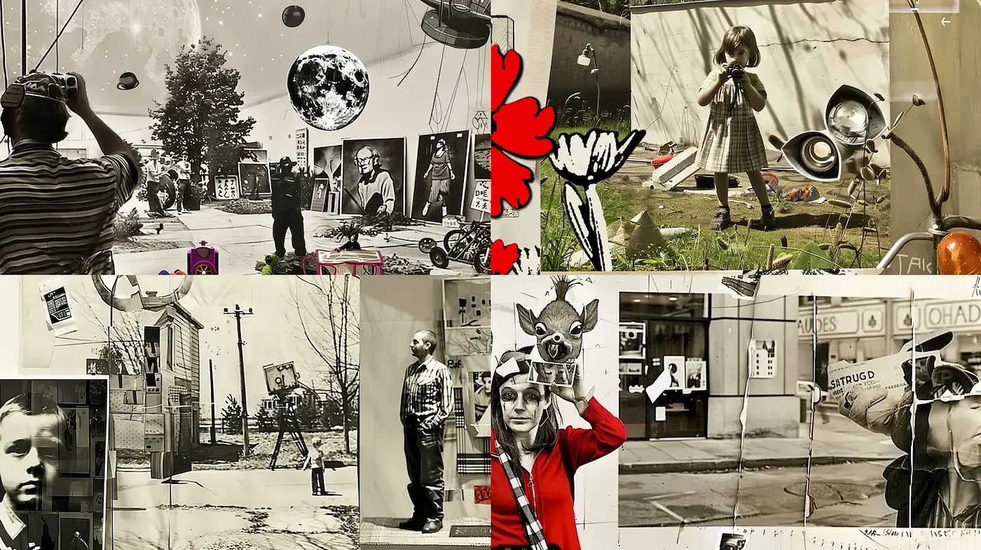 Eclectic Collage with a Surrealist Touch and Vintage Elements - Midjourney sref style