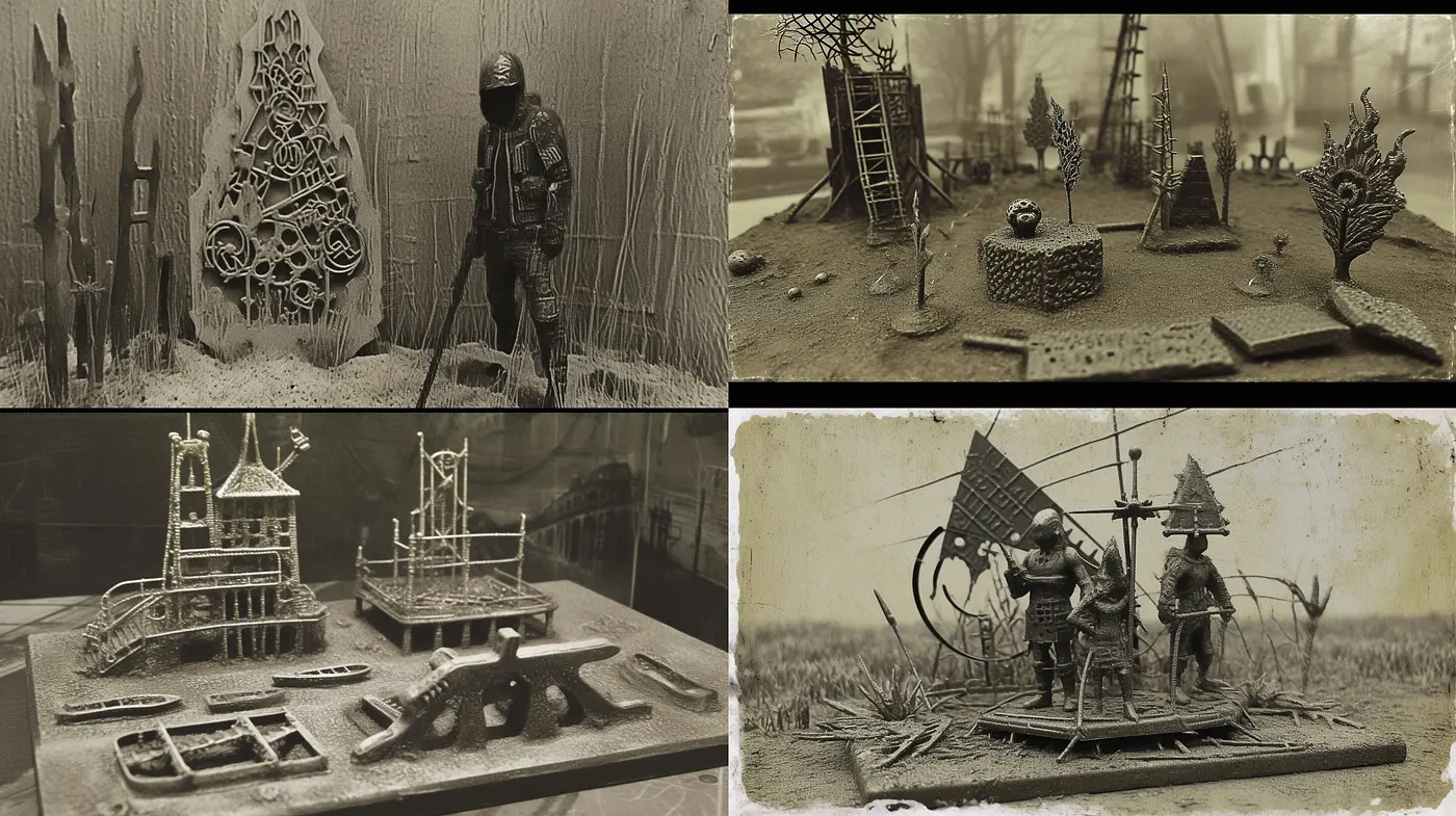Monochromatic Sepia Dreamscapes with Vintage Textural Qualities - Midjourney sref style