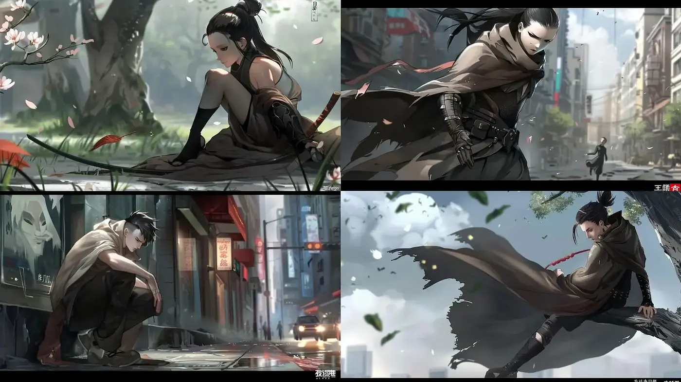 Dynamic and immersive digital illustrations with a blend of realism and stylized character design - Midjourney sref style