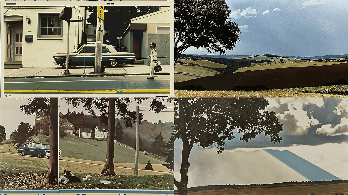 Consistent Nostalgic Serenity in Muted Earth Tones Across Varied Landscapes - Midjourney sref style