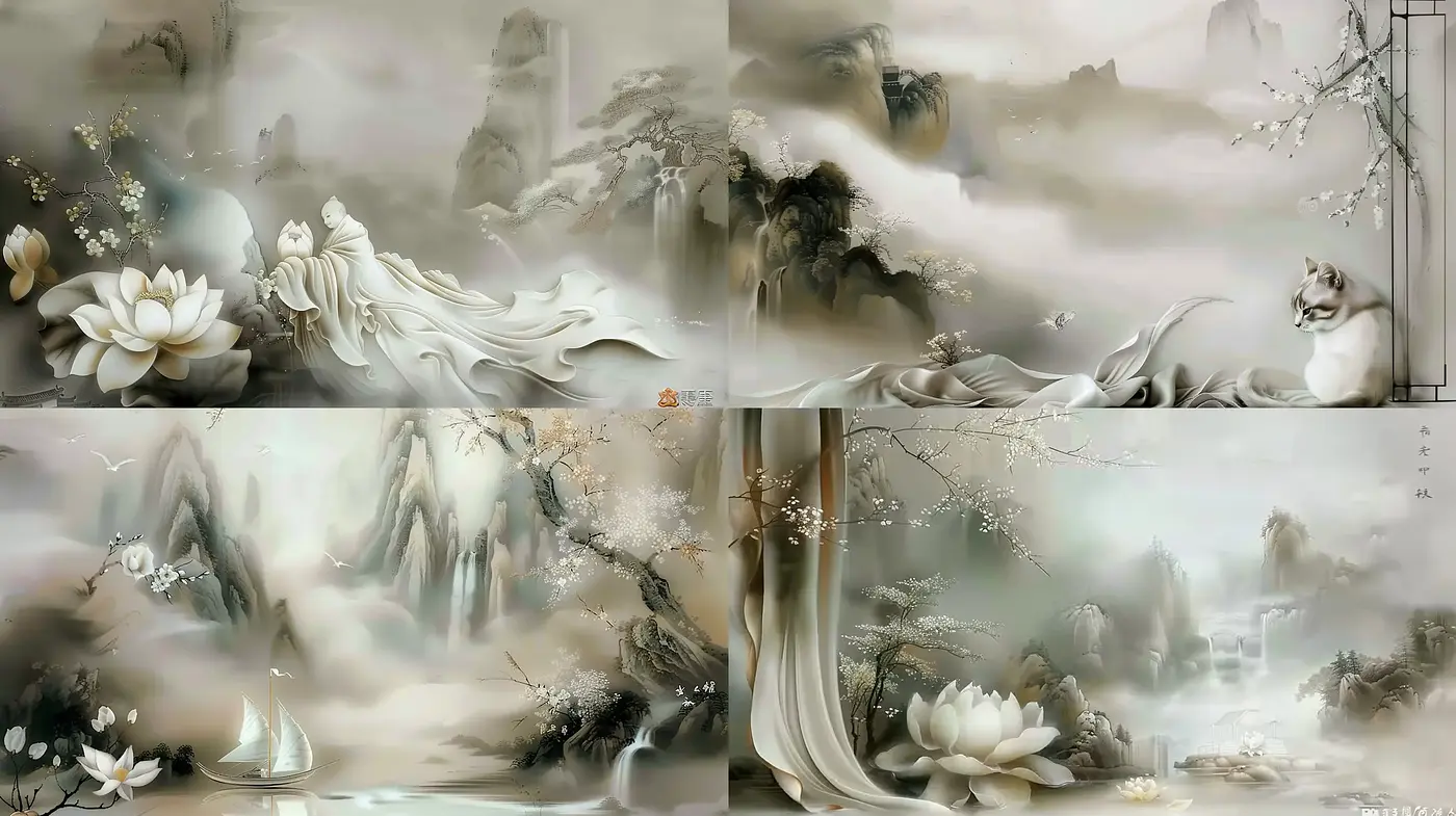 Ethereal Monochrome Dreamscape - Midjourney sref style