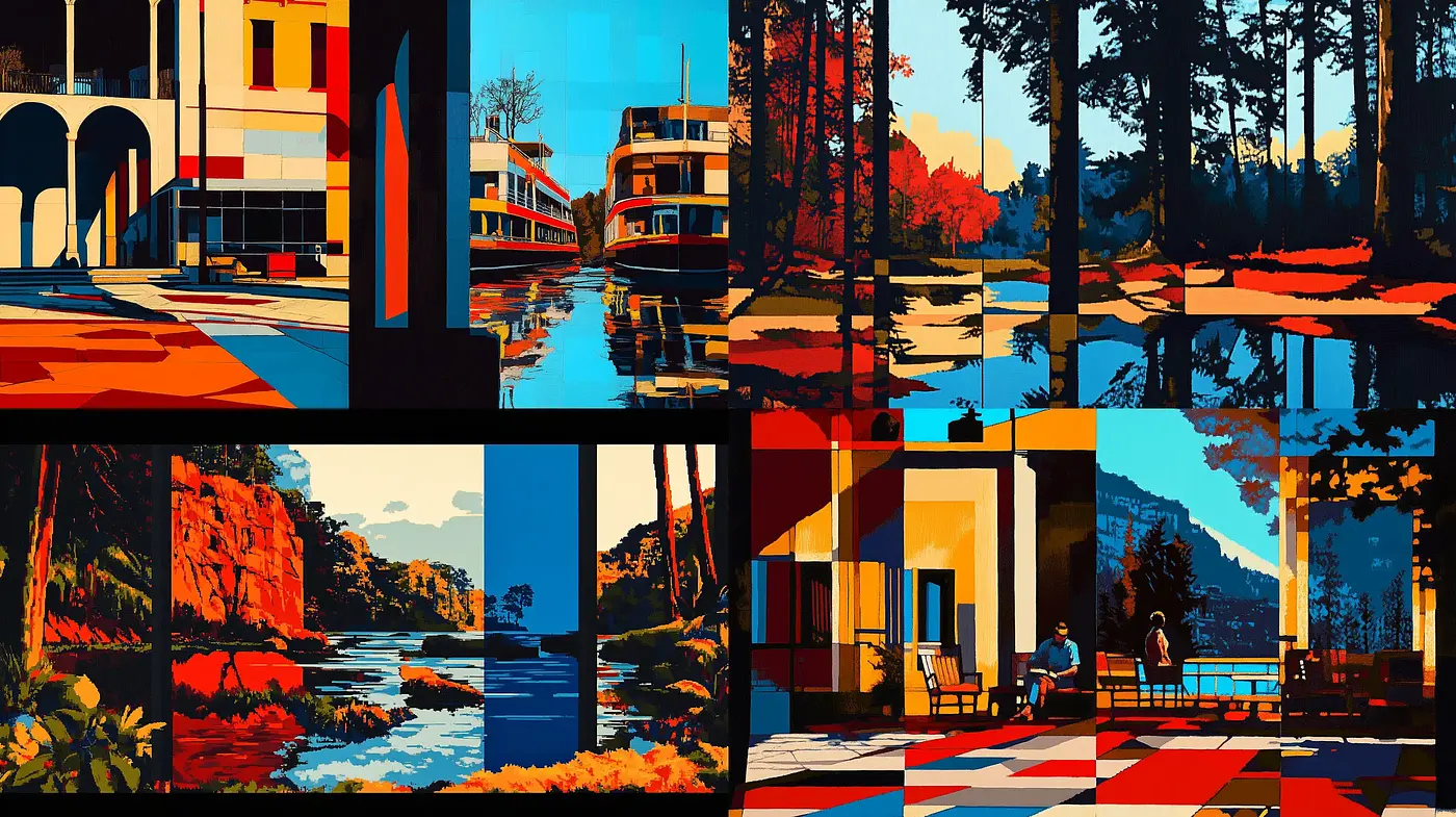 Luminous Geometric Naturalism in Vivid Hues - Midjourney sref style
