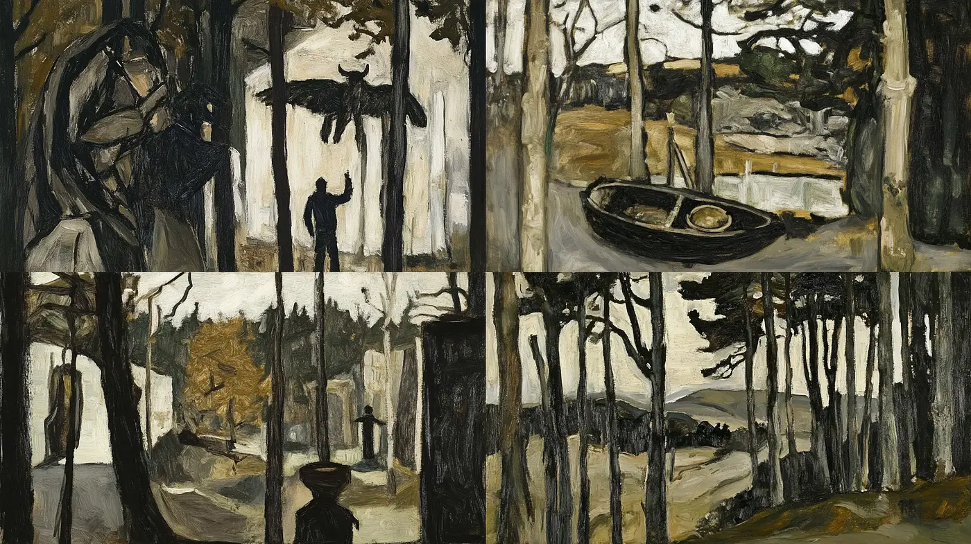 Whispers of Luminous Expressionism in Forested Vistas - Midjourney sref style