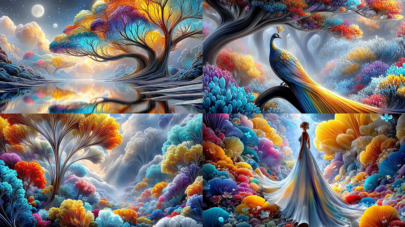 Vibrant and Surreal Fantasy with Organic Motifs - Midjourney sref style