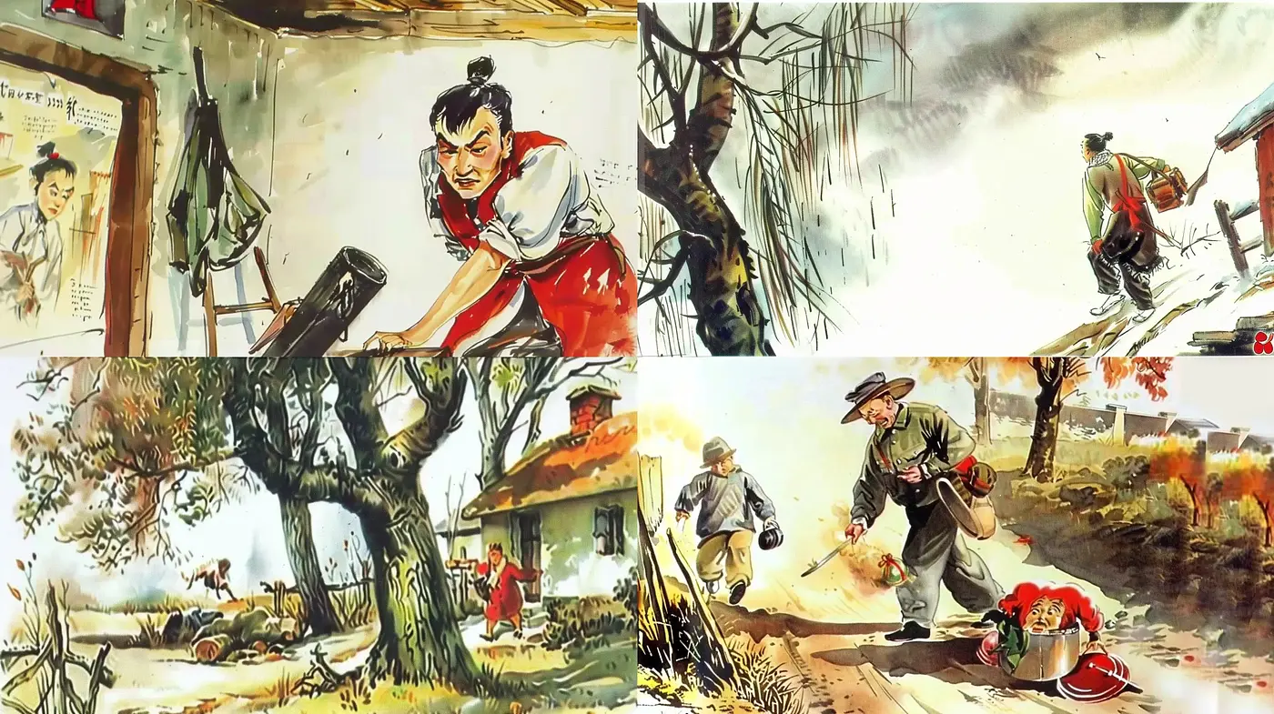 Rustic Elegance in Watercolor Narratives - Midjourney sref style