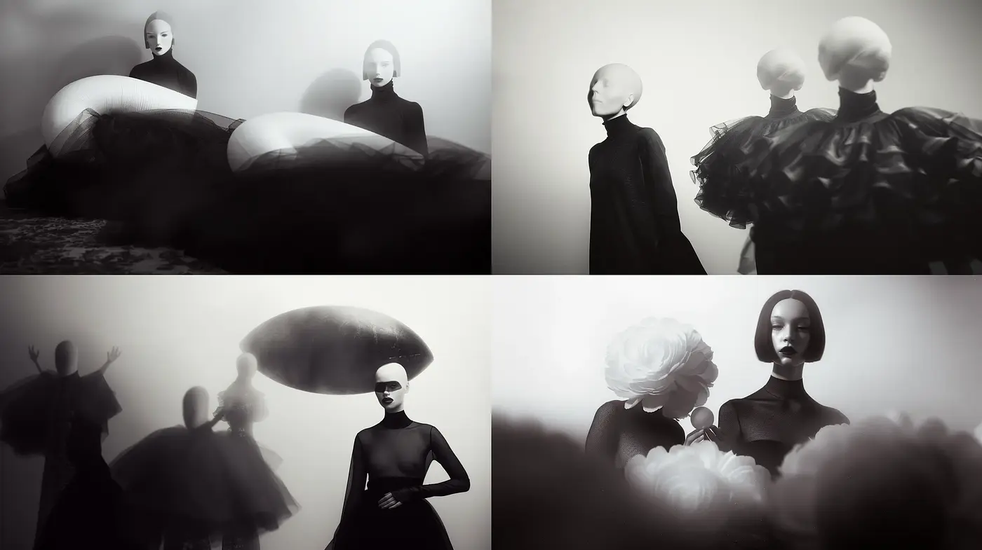 Monochromatic Elegance in Surreal Portraiture - Midjourney sref style