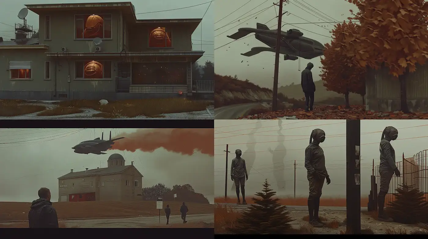 Surreal and Melancholic Futuristic Landscapes with a Vintage Touch - Midjourney sref style