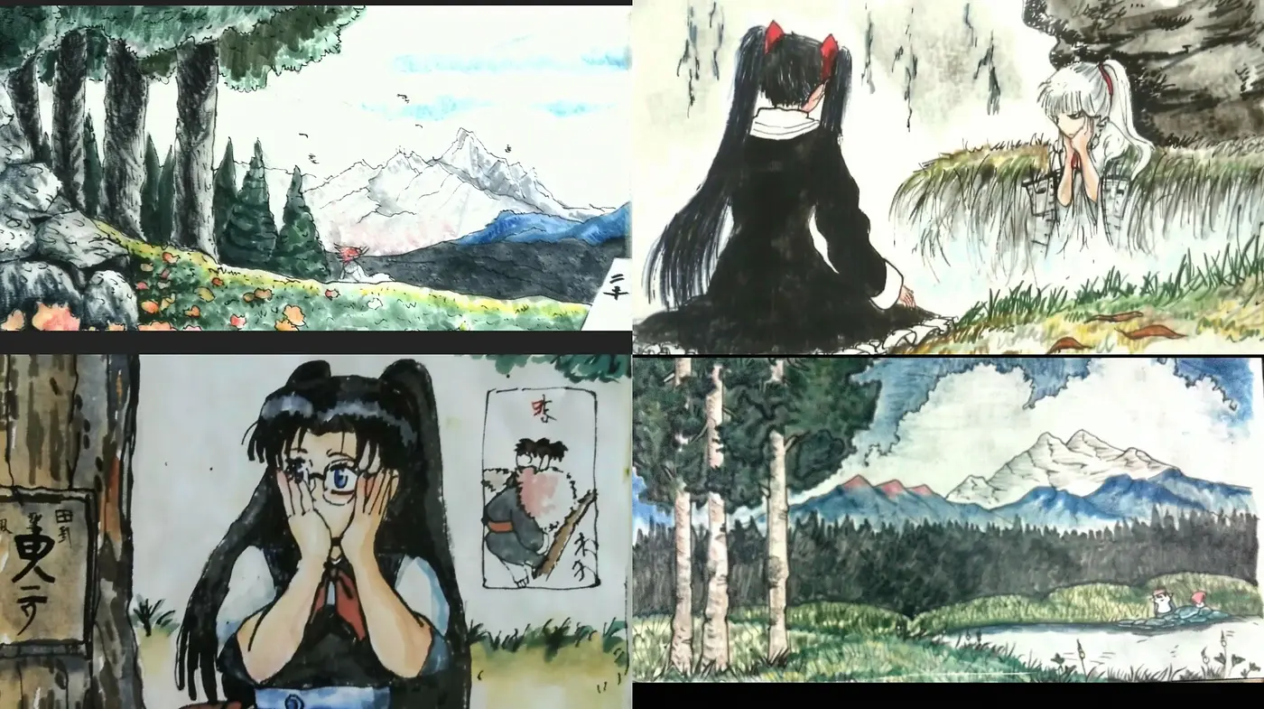Harmonized Fusion of Anime Essence and Traditional Asian Landscape Art - Midjourney sref style