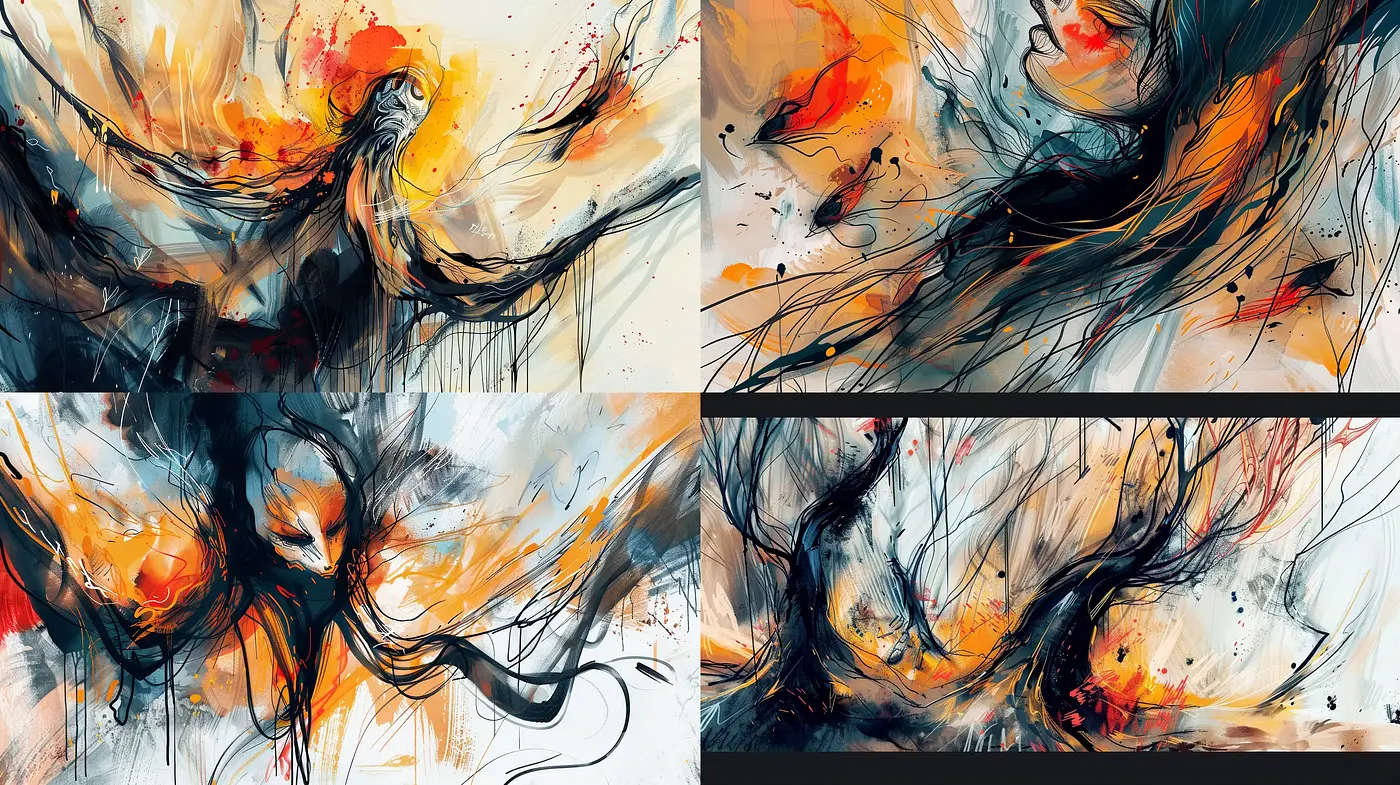 Dynamic Abstract Expressionism with Energetic Brush Strokes - Midjourney sref style