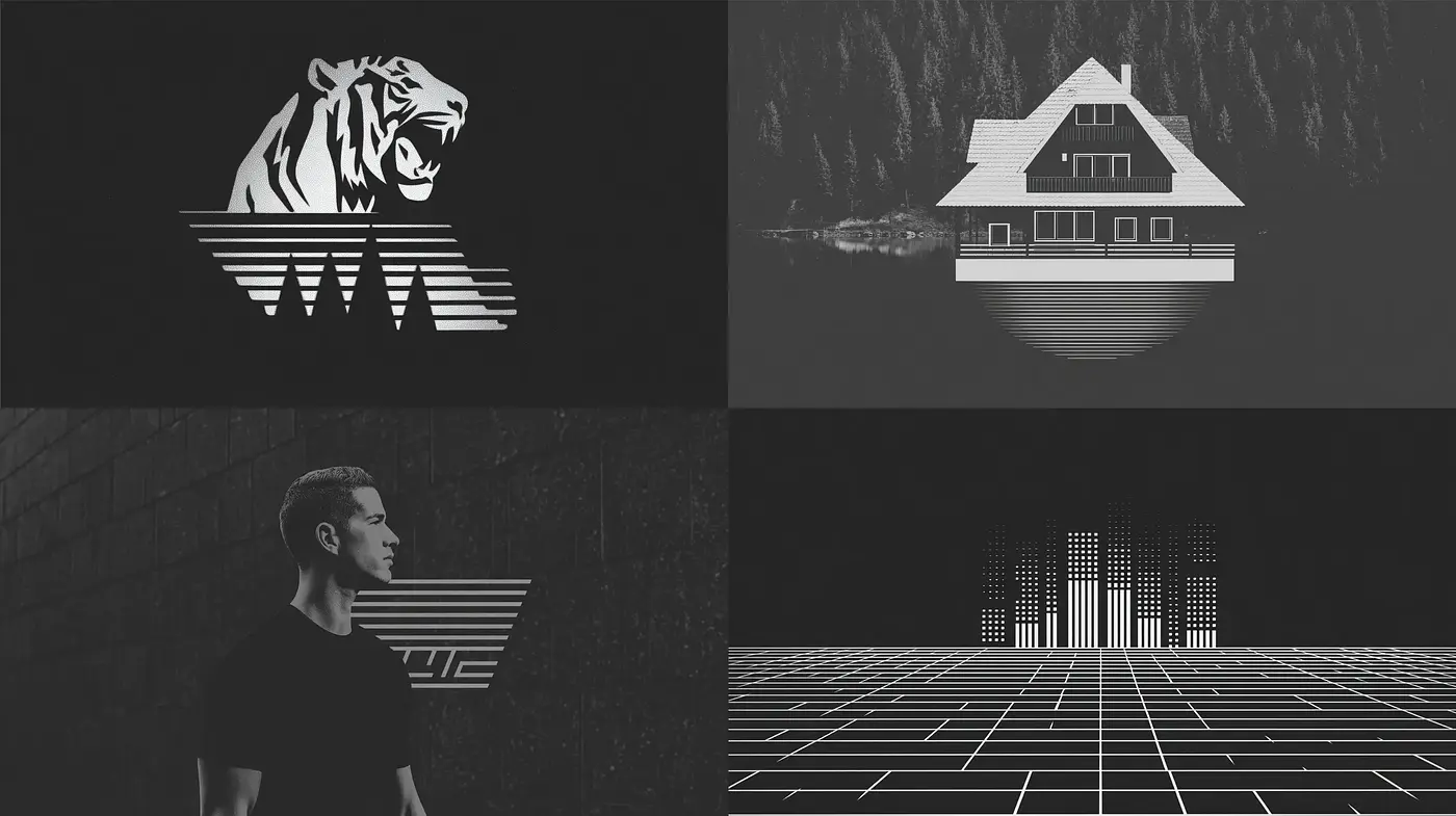 Consistent Retro-Futuristic Aesthetic with Geometric and Mono-Chromatic Elements - Midjourney sref style