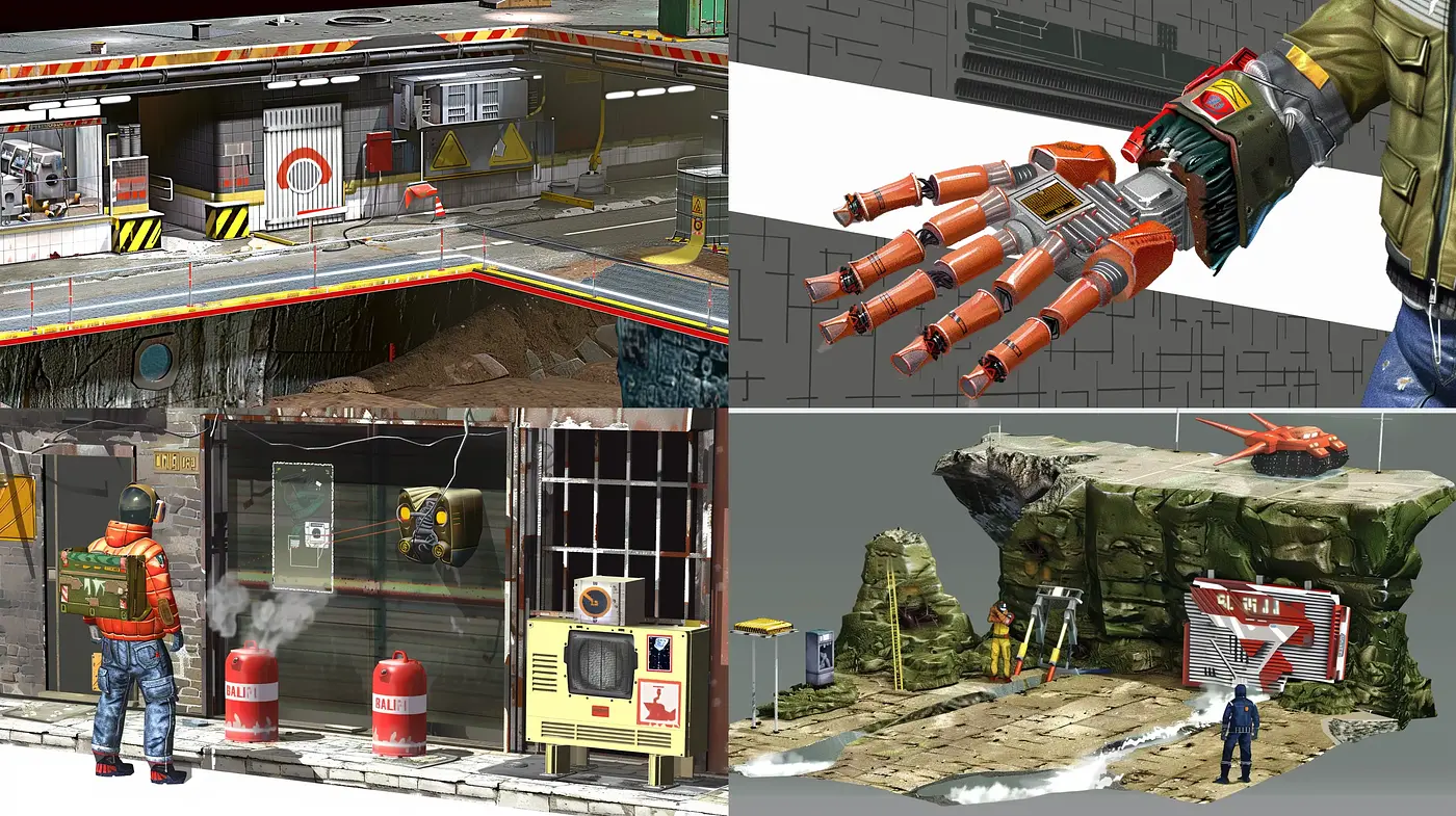 Futuristic Industrial Dystopia with a Hint of Retro Sci-fi - Midjourney sref style