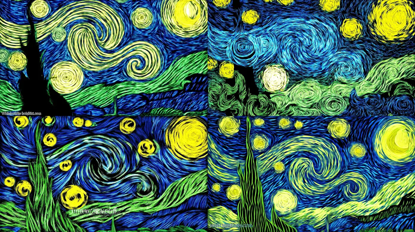 Dynamic Impressionistic Nightscapes with Swirling Textures - Midjourney sref style