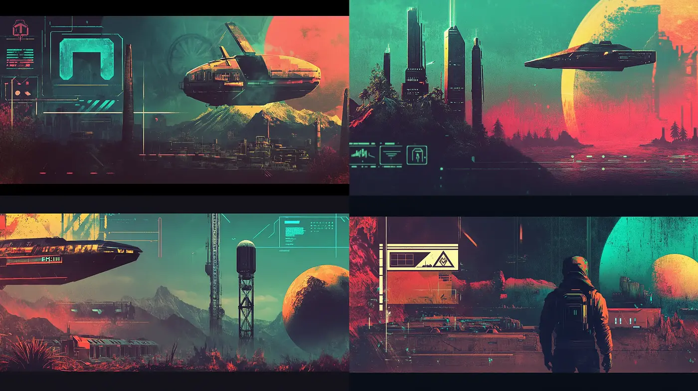 Cinematic Retrofuturistic Dreamscape - Midjourney sref style