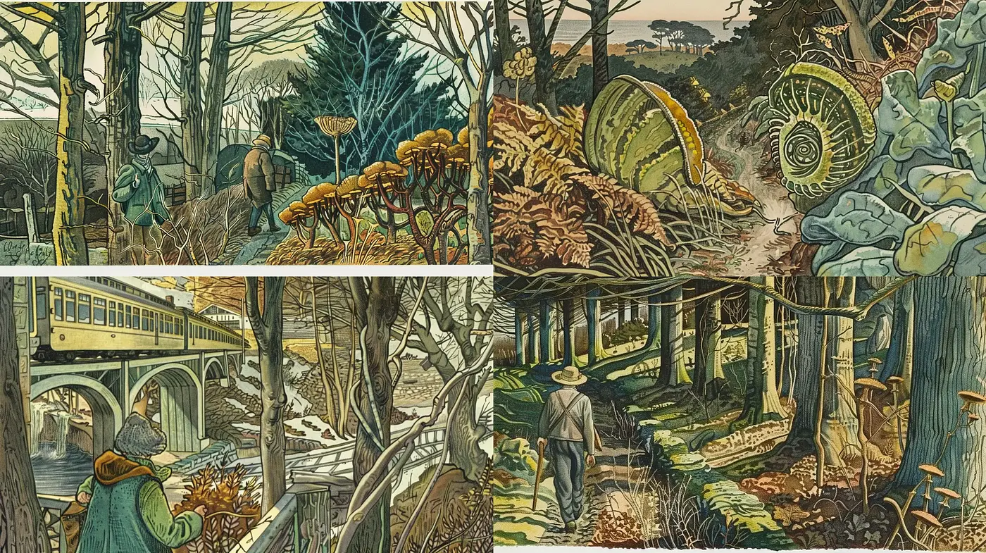 Rustic Enchantment in Earthy Hues: A Study of Nature's Intertwined Textures and Patterns - Midjourney sref style