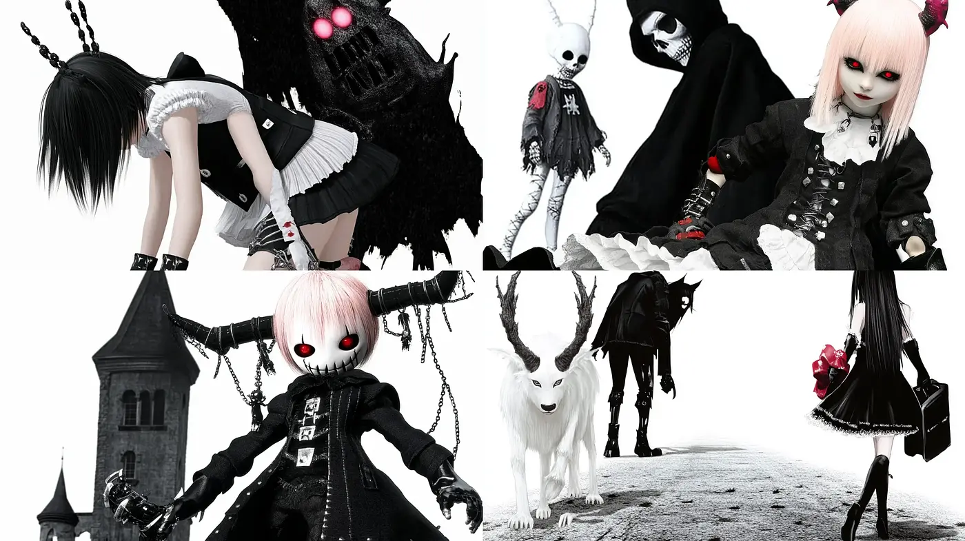 Monochromatic Gothic Elegance with Surreal Overtones - Midjourney sref style