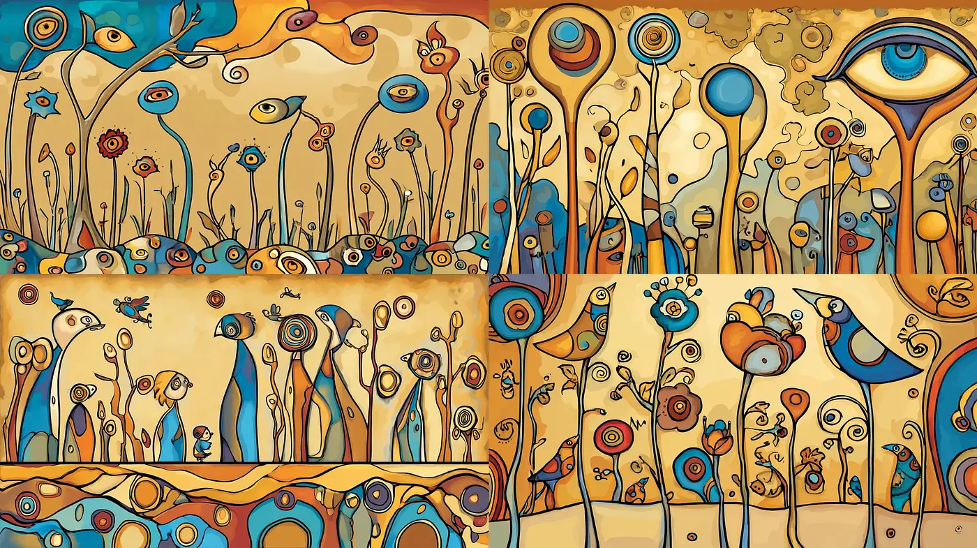 Whimsical Organic Patterns with a Vintage Aesthetic - Midjourney sref style