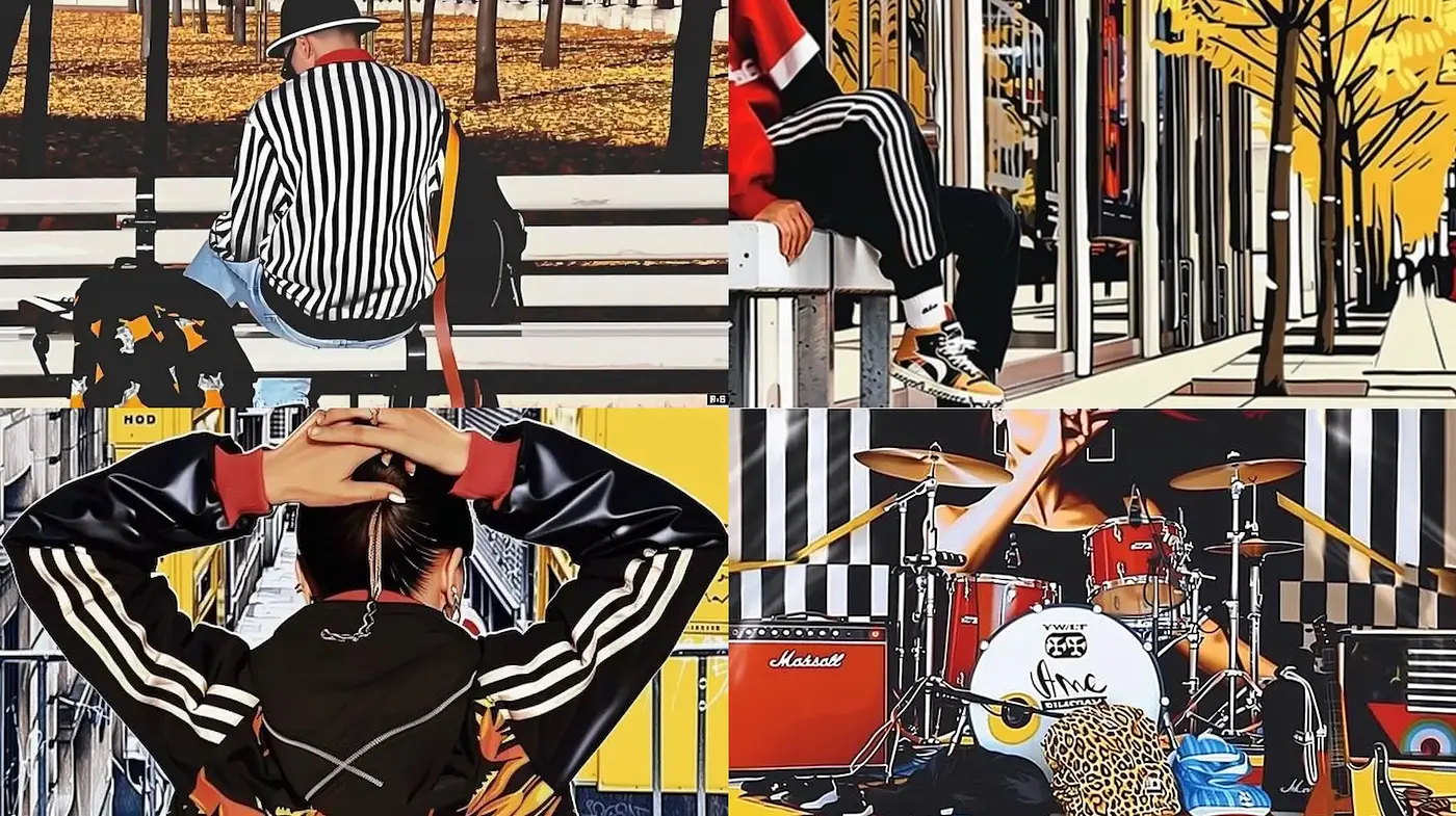 Contemporary Urban Vibes with a Fusion of Graphic Art and Street Culture - Midjourney sref style