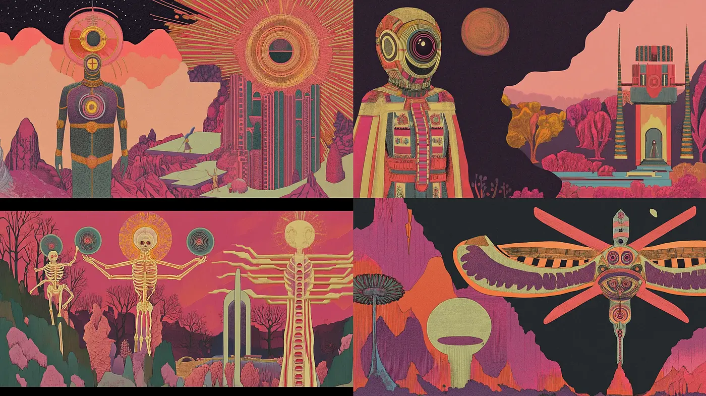 Ethereal Retrofuturism with a Mystical Ambiance - Midjourney sref style