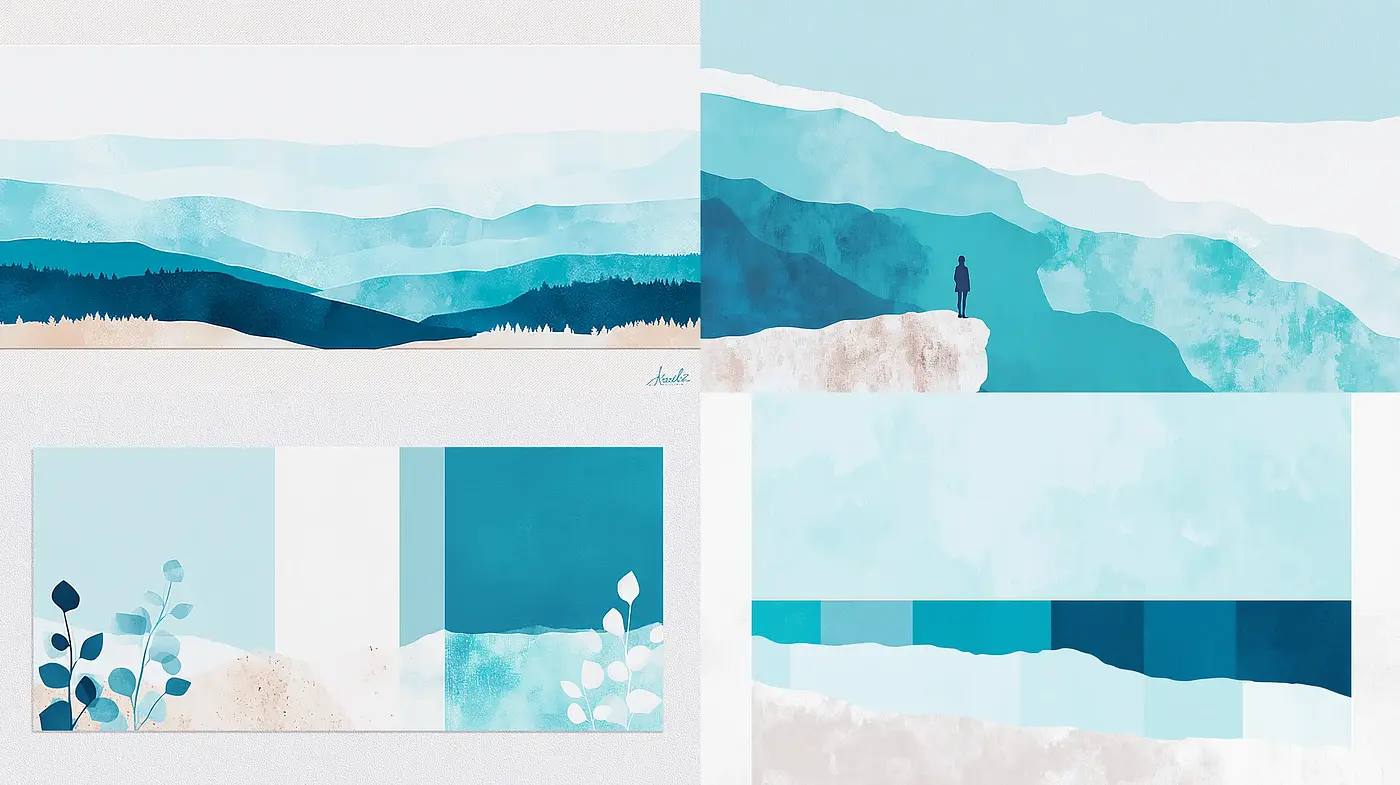 Cohesive Cool Tones with Minimalist Geometric Influence - Midjourney sref style