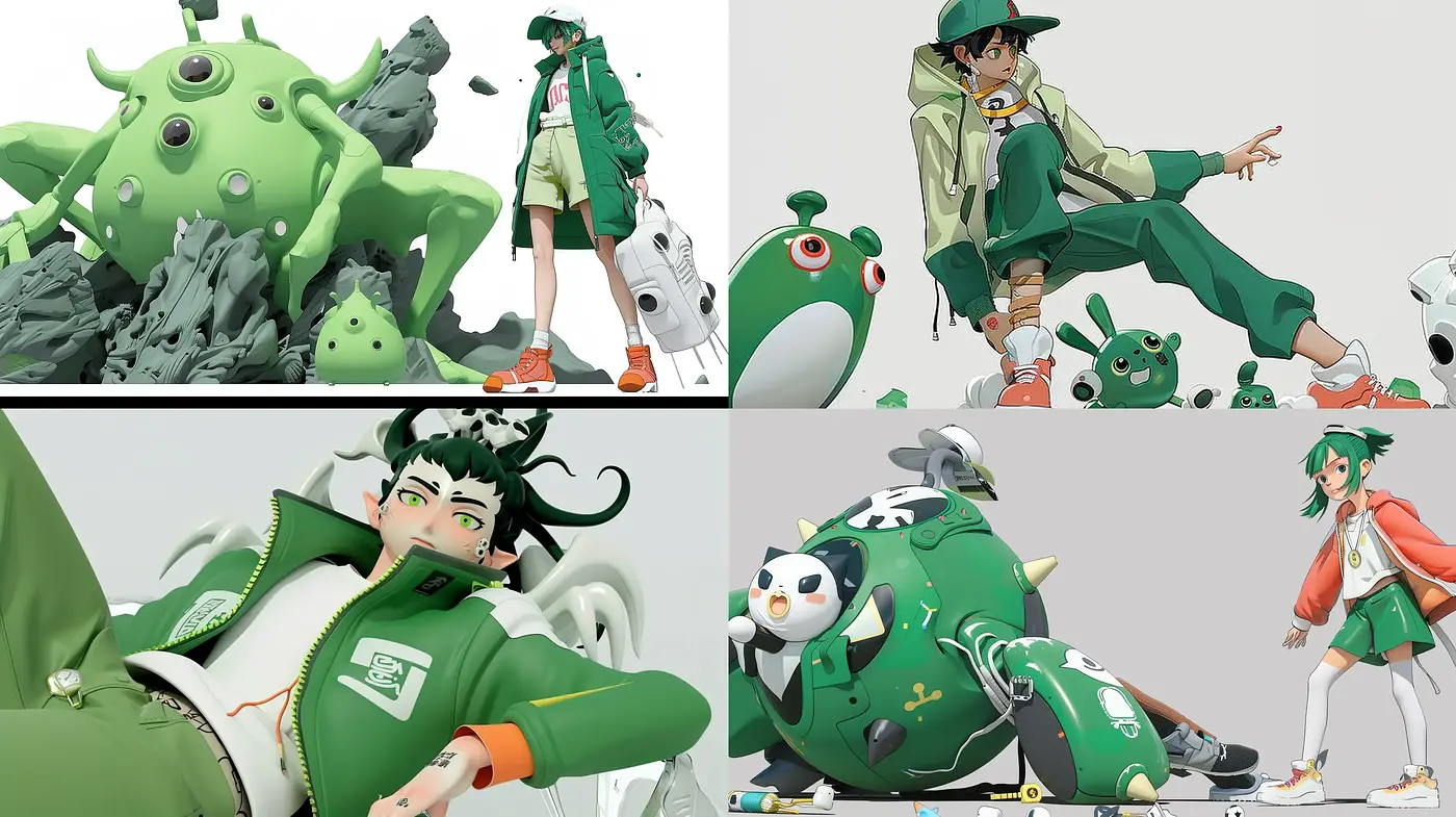 Dynamic Greenscape: A Synthesis of Anime Influence and Futuristic Design - Midjourney sref style