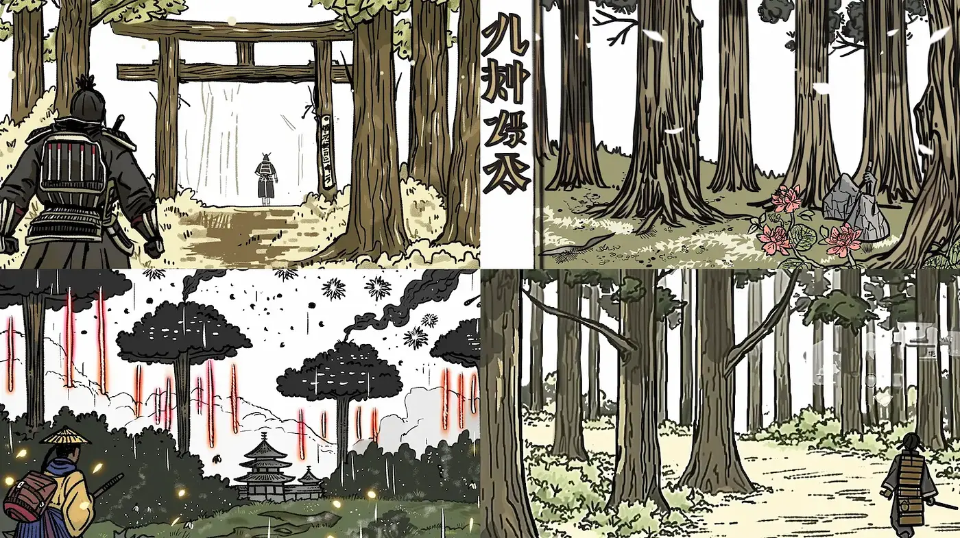 Consistent Artistic Style with Narrative Depth and Nature Elements - Midjourney sref style