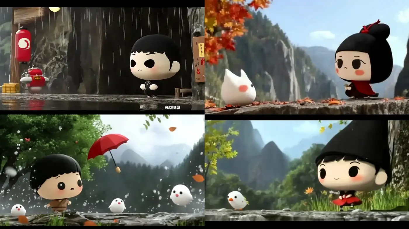 Enchanting Animated Natural Utopia with Whimsical Characters - Midjourney sref style
