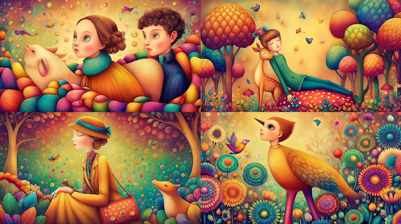 Whimsical and Playful Surrealism with Vibrant Colors - Midjourney sref style