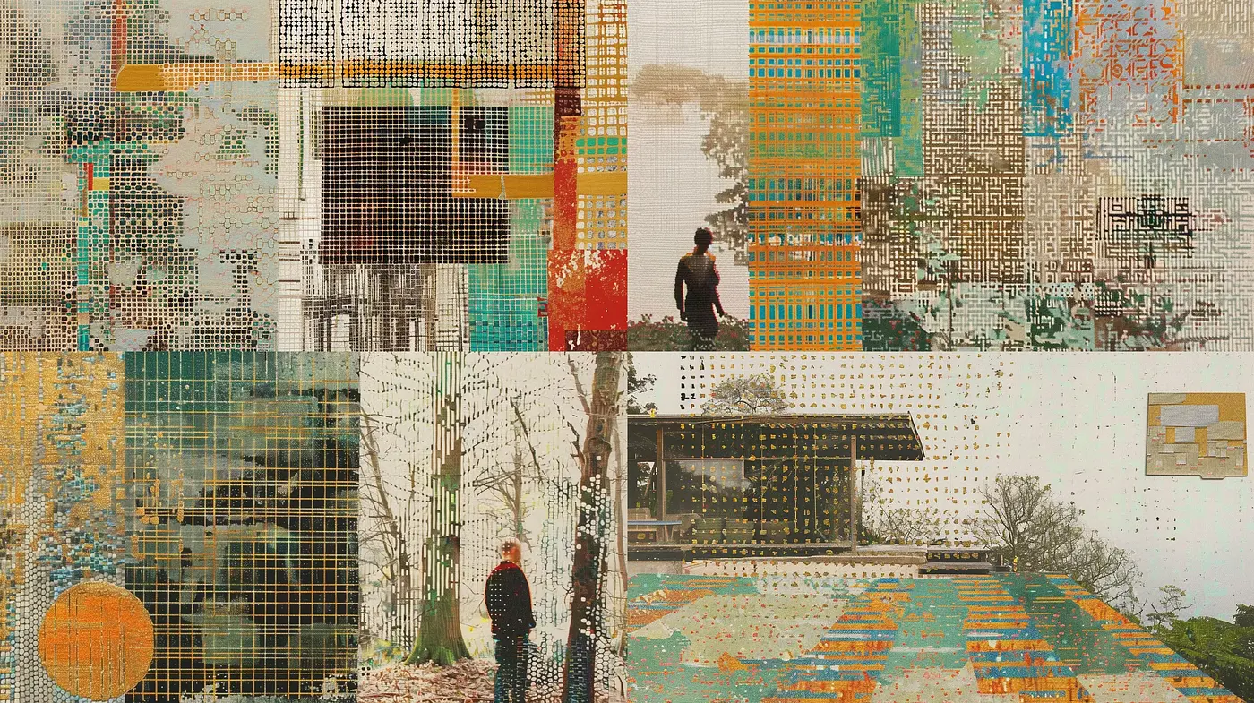 Abstract Textural Harmony: A Mosaic of Earthy Tones and Structured Chaos - Midjourney sref style