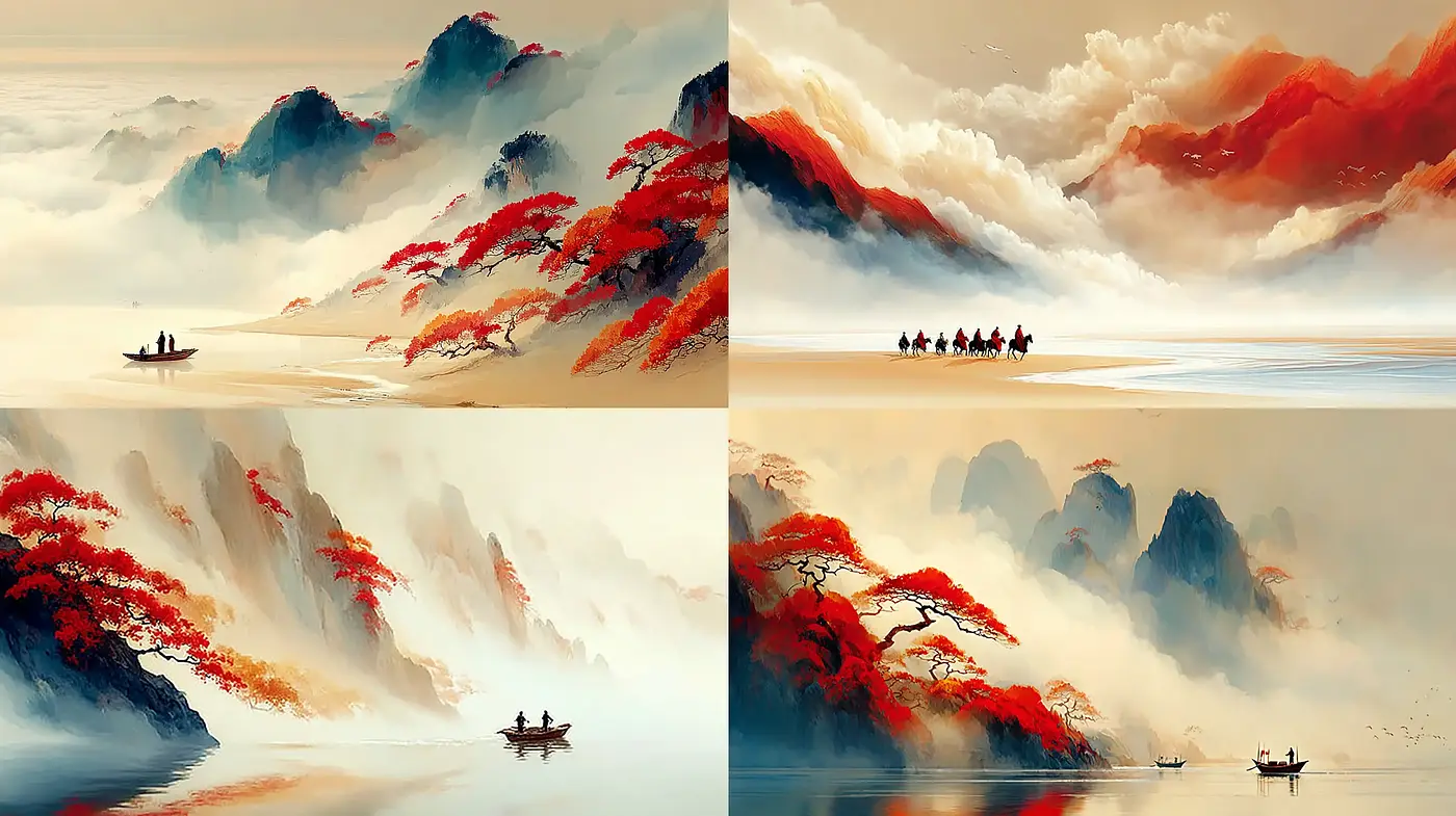 Serene and Ethereal Landscapes with a Harmonious Palette - Midjourney sref style