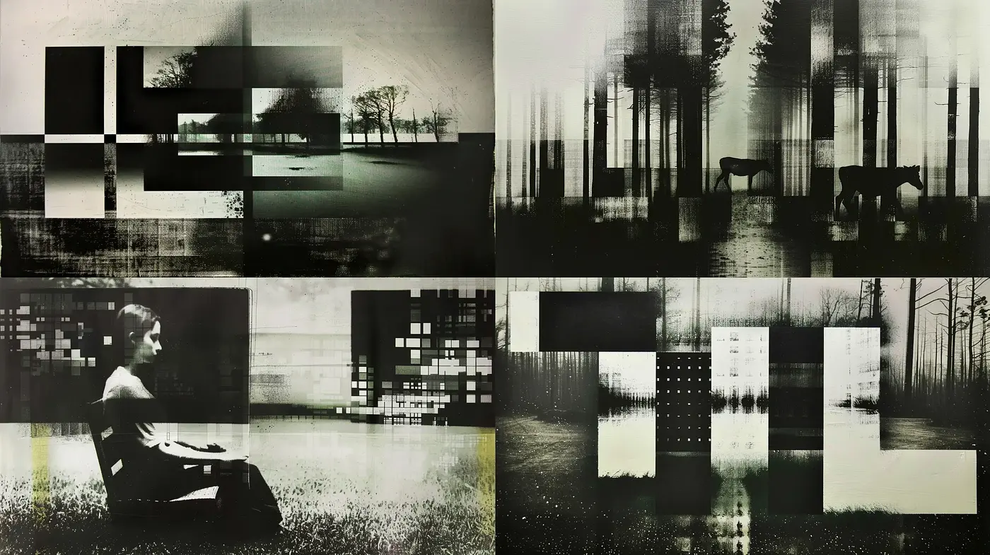 Noir-Inspired Photomontage Dreamscapes - Midjourney sref style
