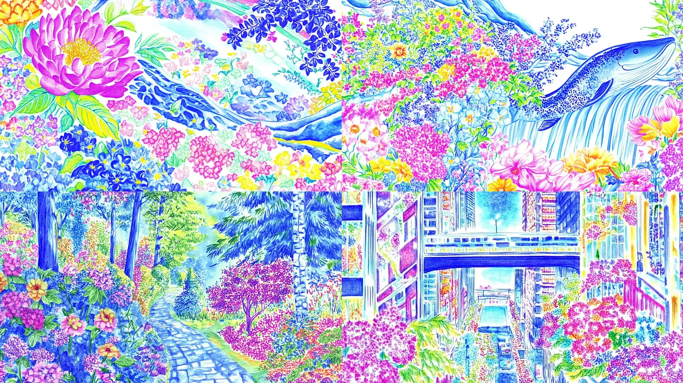 Enchanted Chromatic Botanical Dreamscapes - Midjourney sref style