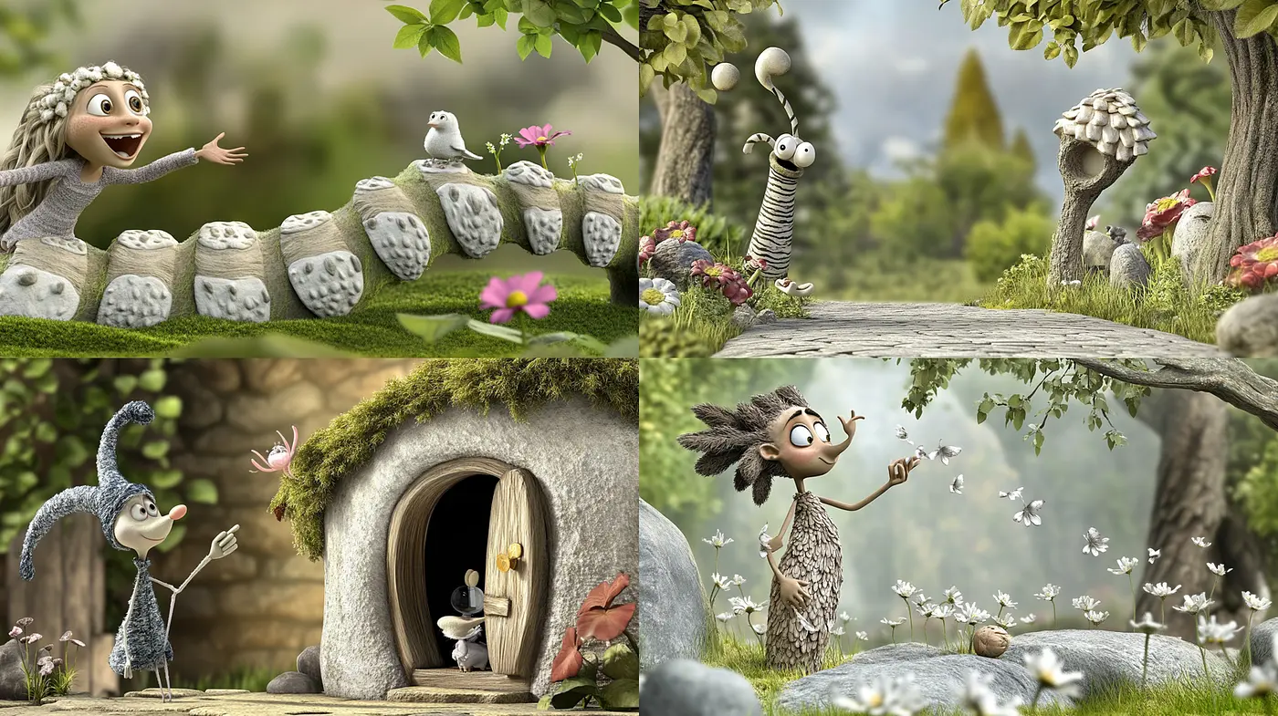 Whimsical and Playful Nature-Inspired Art Style with Stop-Motion Aesthetics - Midjourney sref style