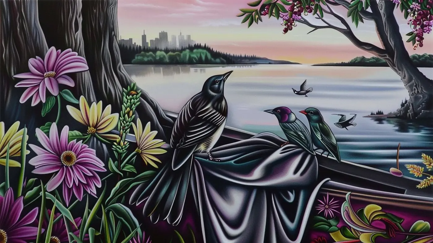 Ethereal Twilight: A Fusion of Vibrant Nature and Serenity in Digital Artistry - Midjourney sref style
