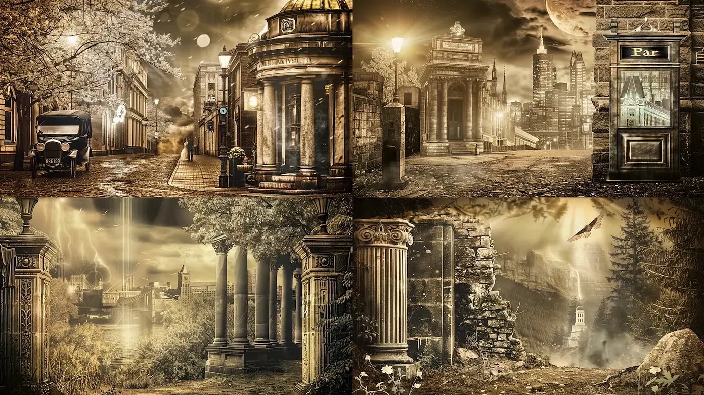 Ethereal Urban Landscapes with a Vintage Aesthetic - Midjourney sref style