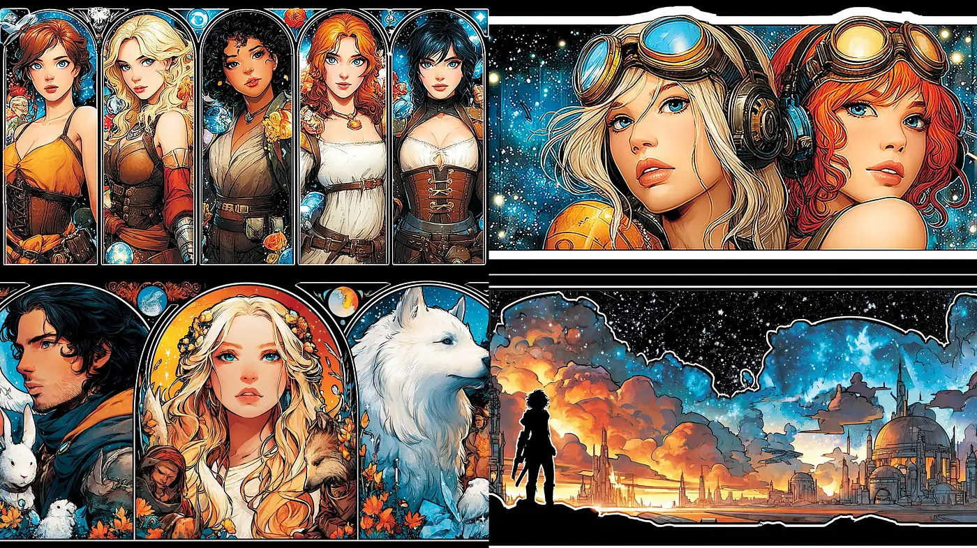 Whimsical Fantasy Portraits with Cosmic Elements - Midjourney sref style