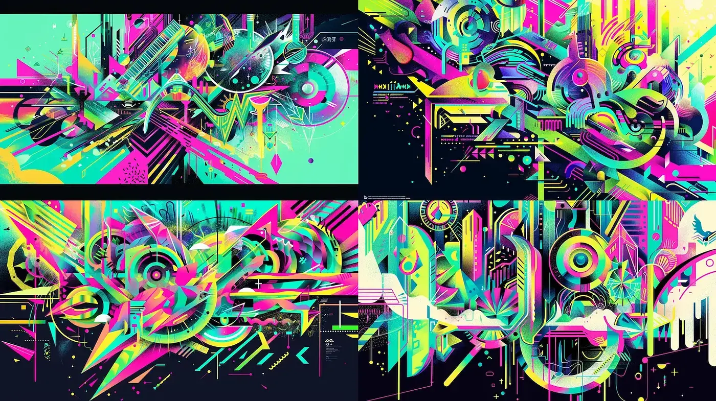 Vibrant Geometric Abstracts with a Futuristic Edge - Midjourney sref style