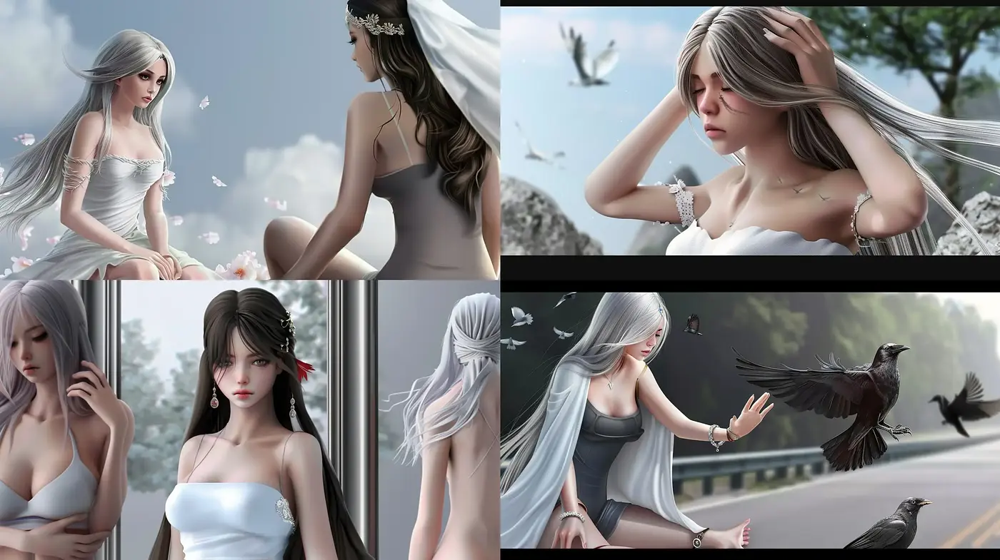 Ethereal Elegance in Monochromatic Whispers: A Study of Serene Fantasy - Midjourney sref style