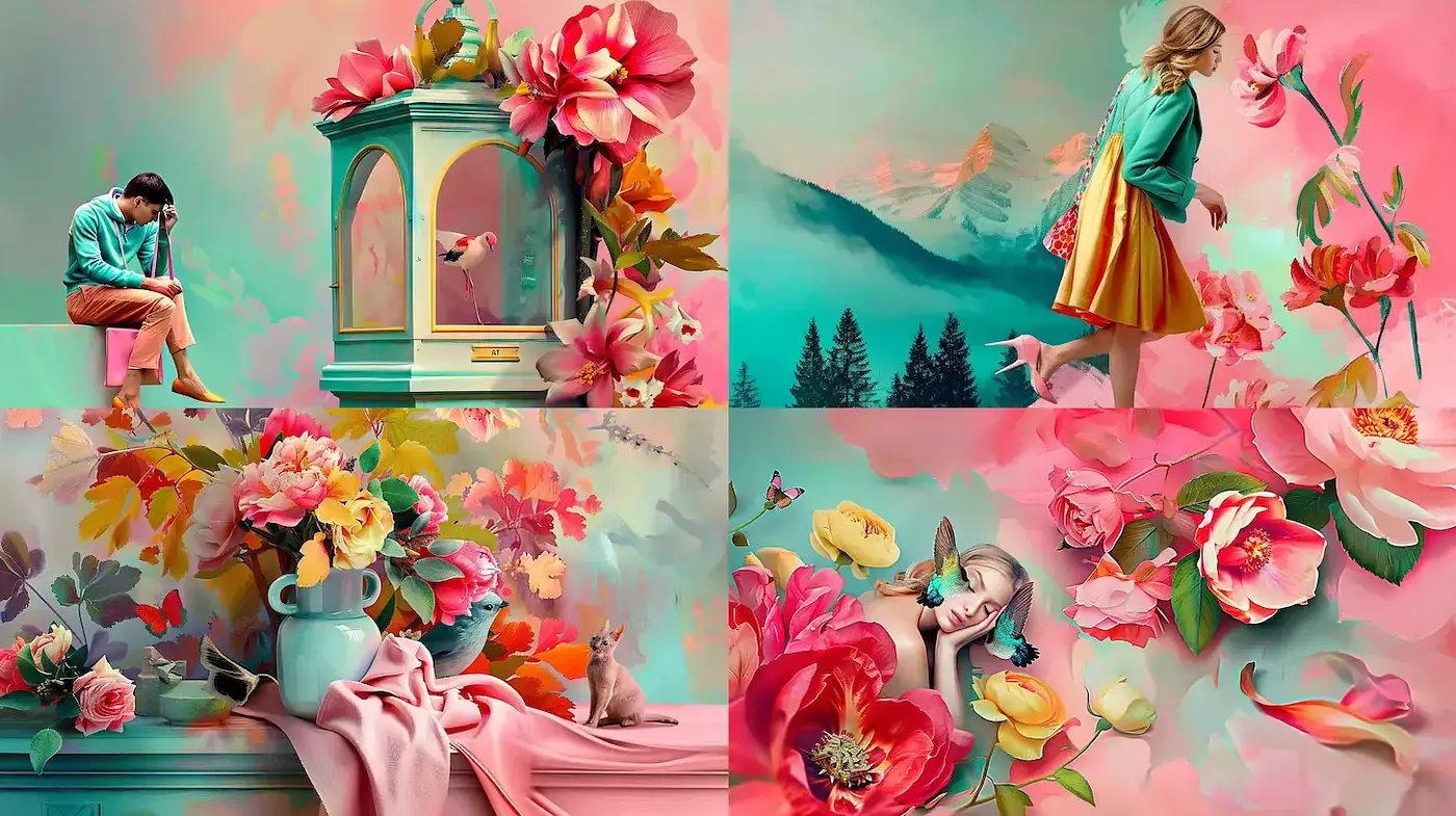 Whimsical Floral Fantasy with a Surreal Touch - Midjourney sref style